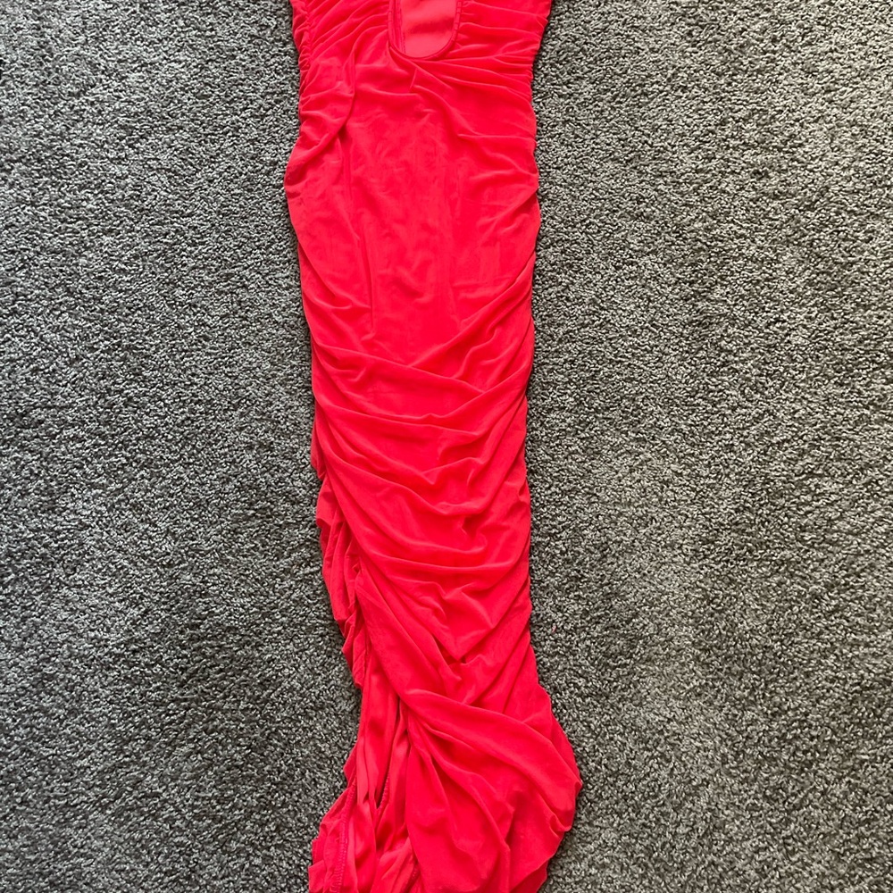 Red Ruched Maxi Dress - Picture 3 of 3